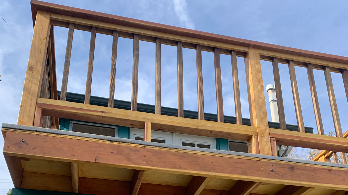 Custom balcony addition project in Silver Lake Los Angeles featuring new structural framing, waterproofing preparation, exterior finish work, and residential balcony construction by JD Renovate.