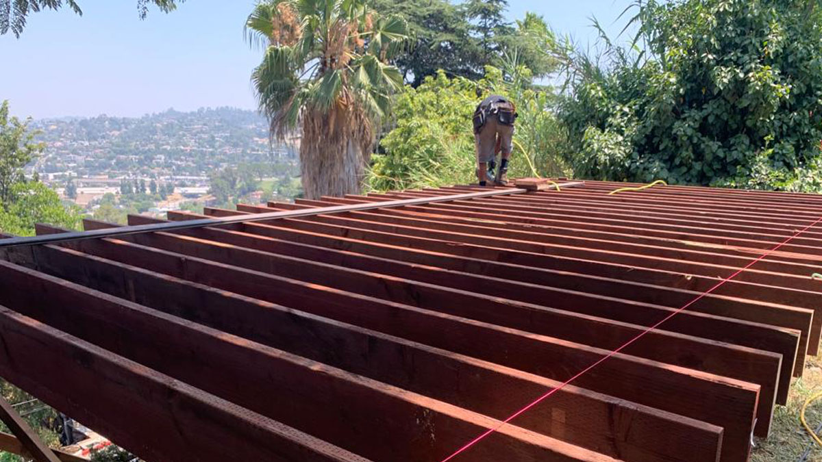Custom hillside deck construction project in Los Angeles