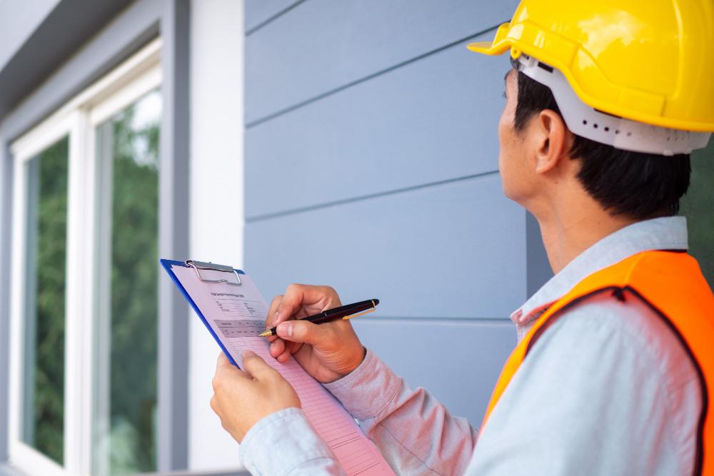 Contractor with clipboard or tablet