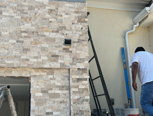 Completed stone veneer exterior upgrade in Los Angeles