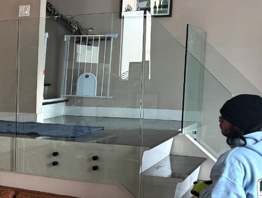 Newly renovated indoor staircase with modern finishes