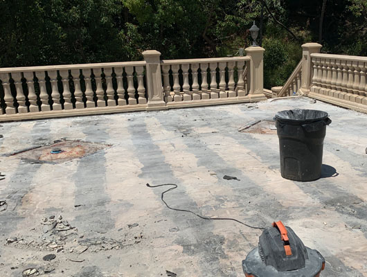 Waterproof deck tile installation Los Angeles project with structural waterproofing preparation and stone tile installation