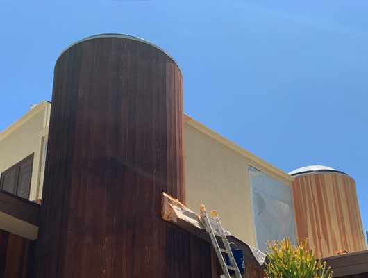 Custom wood siding installation project in Brentwood Los Angeles featuring premium exterior wood finishes and modern residential renovation by JD Renovate